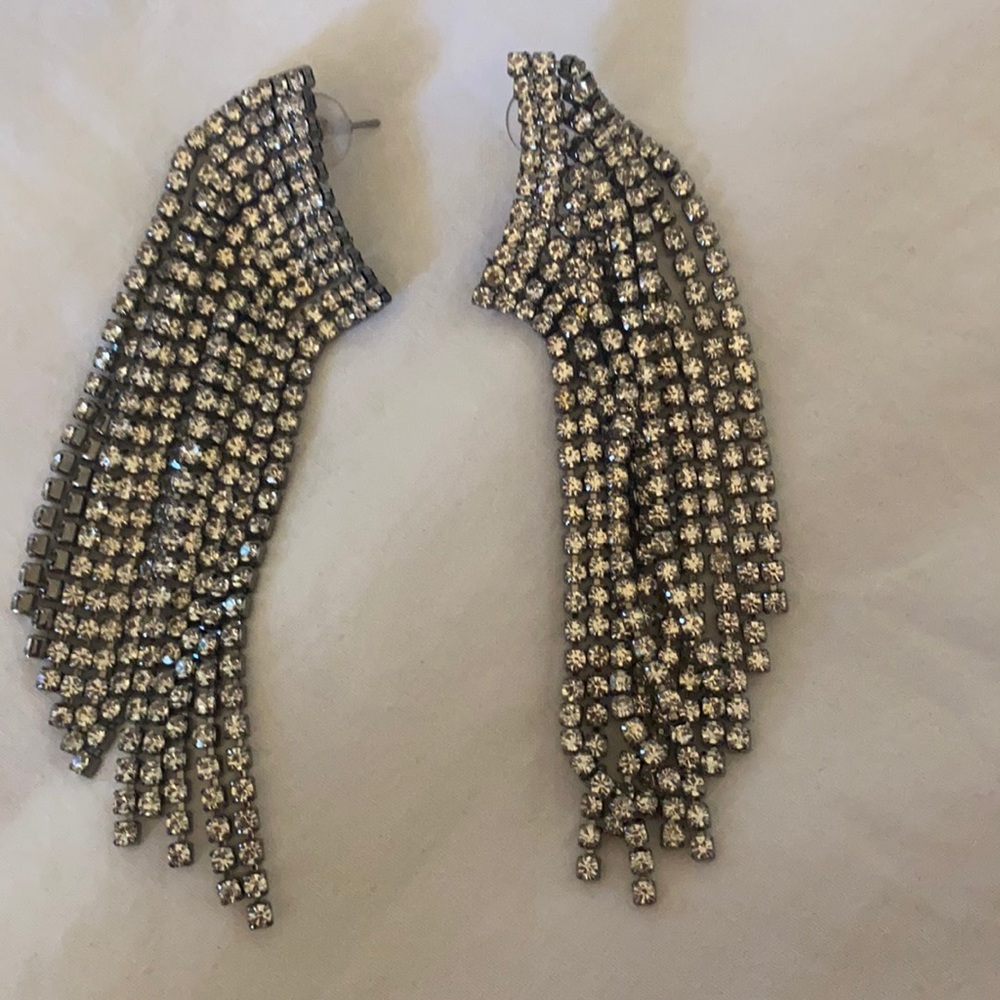 Silver Statement Earrings - image 1